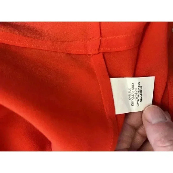 Trina Turk 100% Silk Top Blouse Sheer Orange Lightweight Size Small - Picture 9 of 9